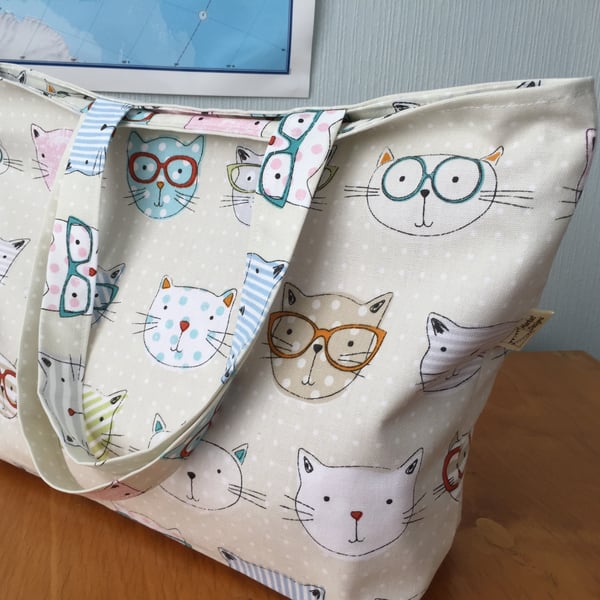 Cool Cats tote bag, Shoulder bag, Zippered tote bag