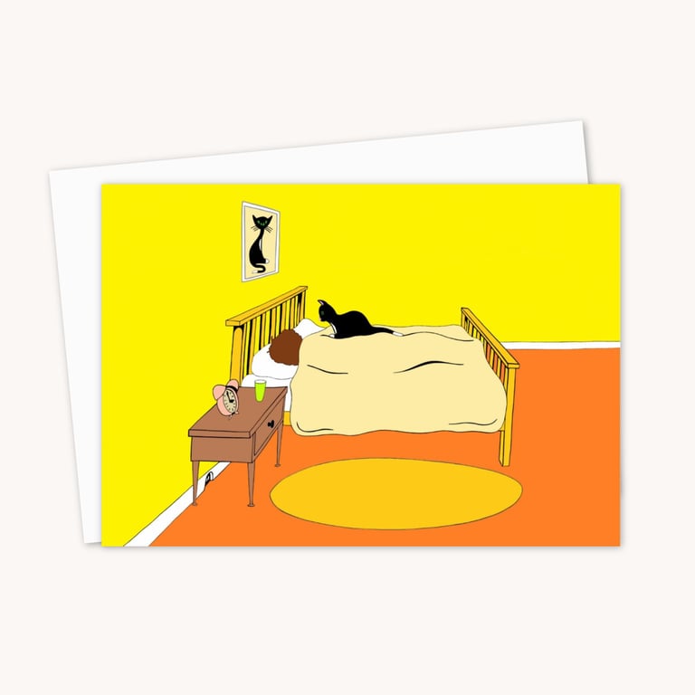Funny Cat Greetings Card: Cute Hand Drawn Illustration for a Cat Lover (101)