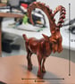 Hand Carved Wooden Ibex Statue Antique Mountain Goat Art Spiral Horns - Image 2