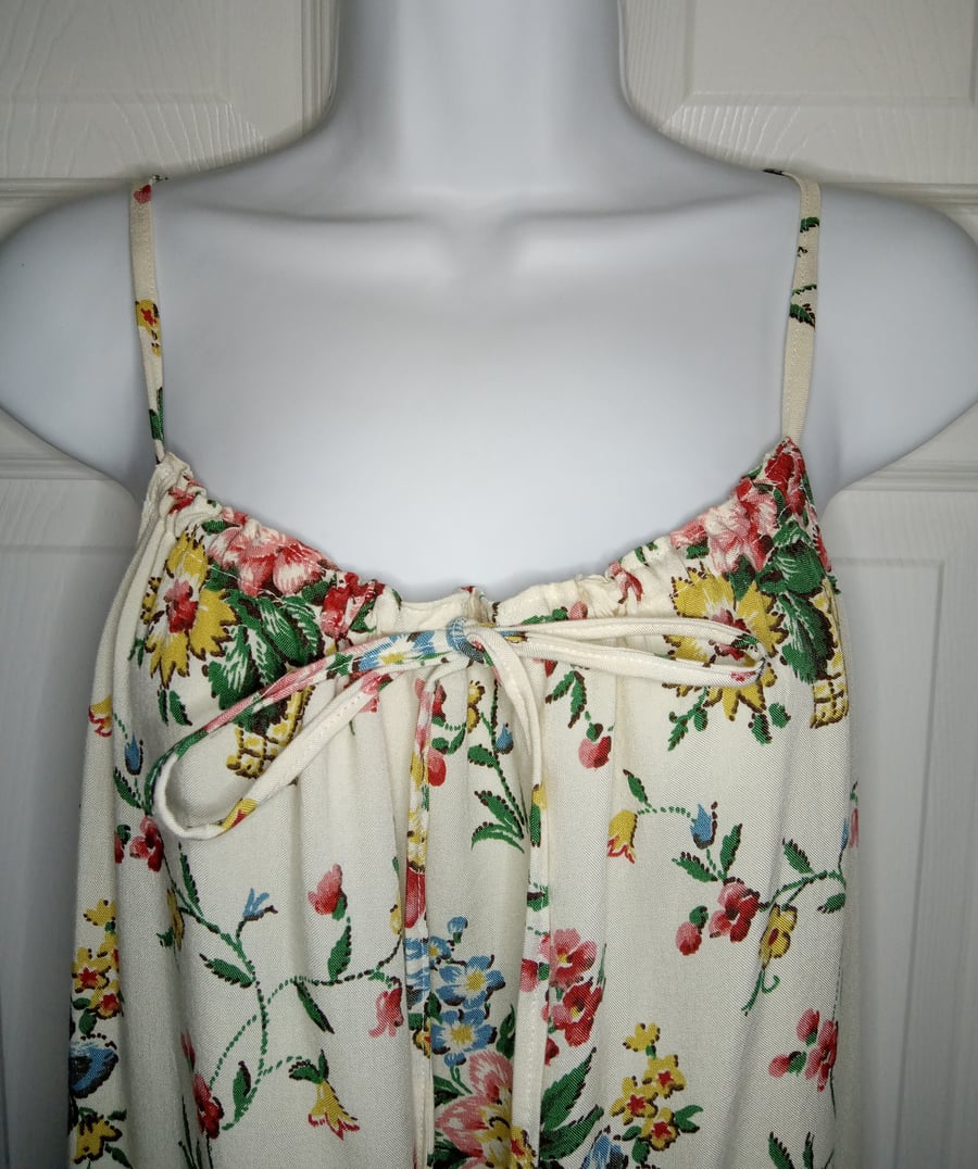 Dress summer floral made from upcycled curtains petite adjustable straps