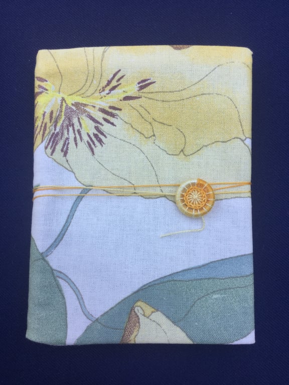 A6 Notebook with Dorset Button Closure, Yellow Floral