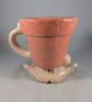 Small Orange Ceramic Garden Plant Flower Herb Pot Mug Candle Tea Light Container - Image 3