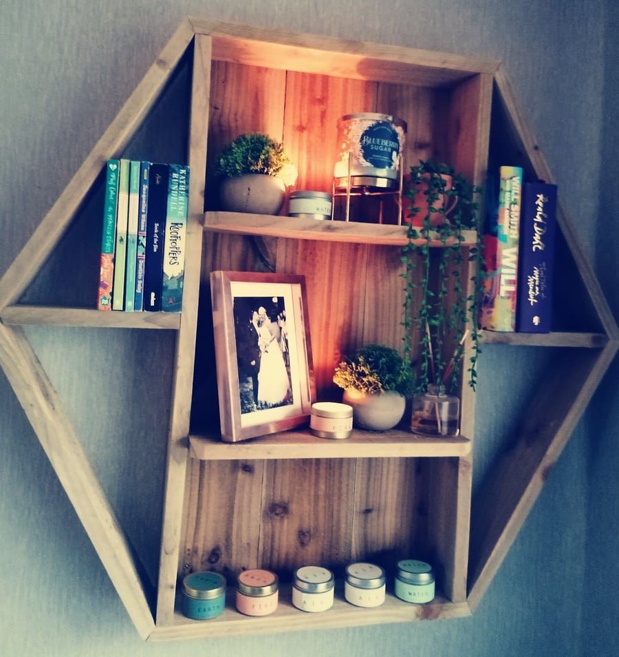 Rustic Hexagon shelving unit