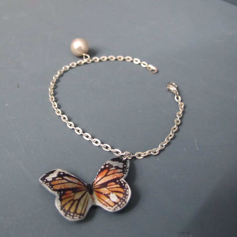 Aluminium Monarch Butterfly Charm Bracelet