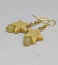 Butter yellow howlite star and agate bead earrings with gold coloured ear wires  - Image 6