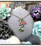 Handmade Multicoloured Toadstool Pendant on Silver Plated Chain - Image 1