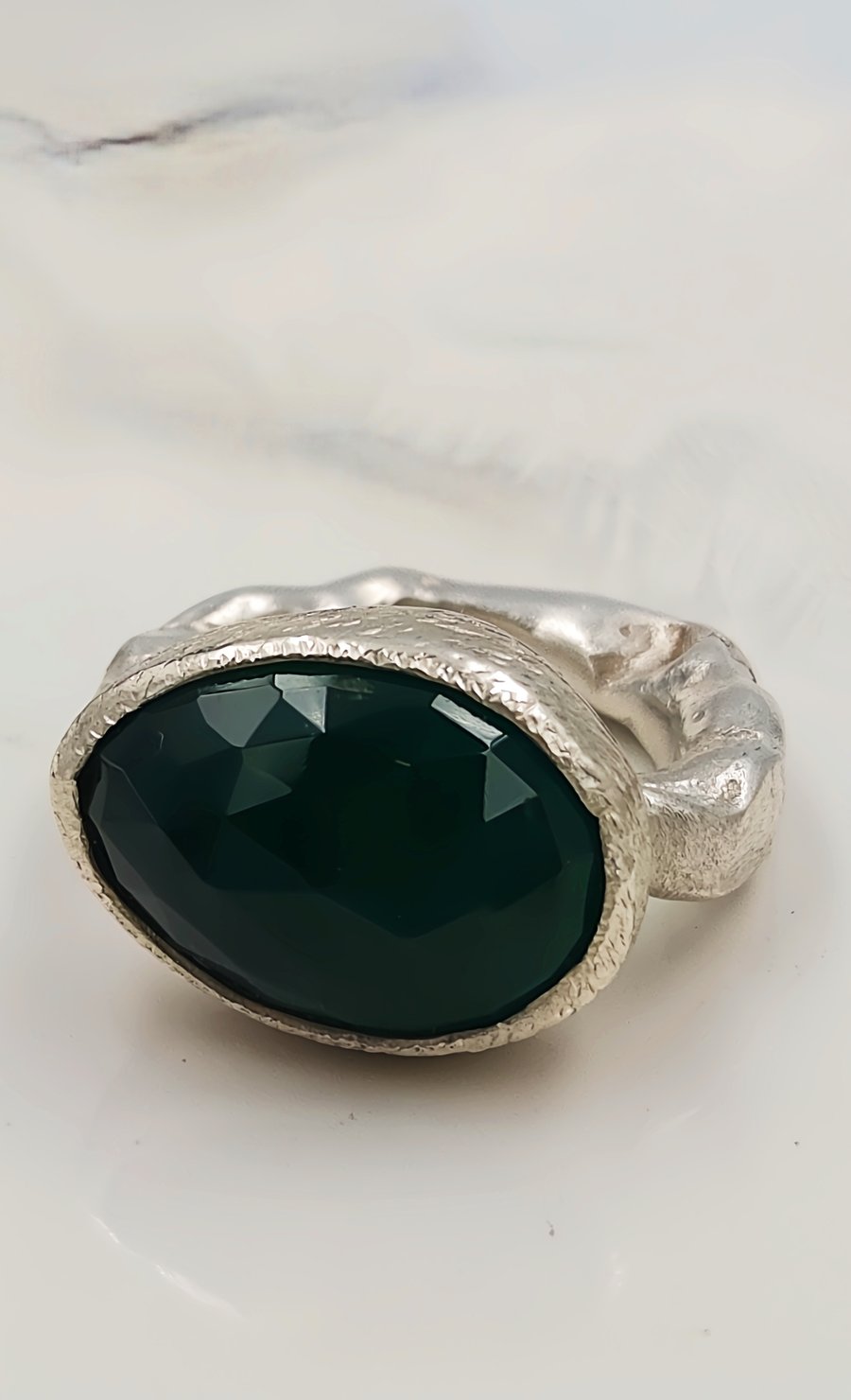 Green Onyx Sterling Silver Ring
