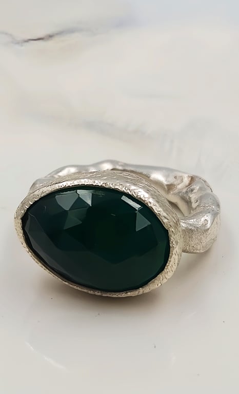 Green Onyx Sterling Silver Ring