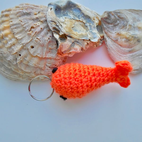 Goldfish keyring, crochet goldfish, crochet keyring