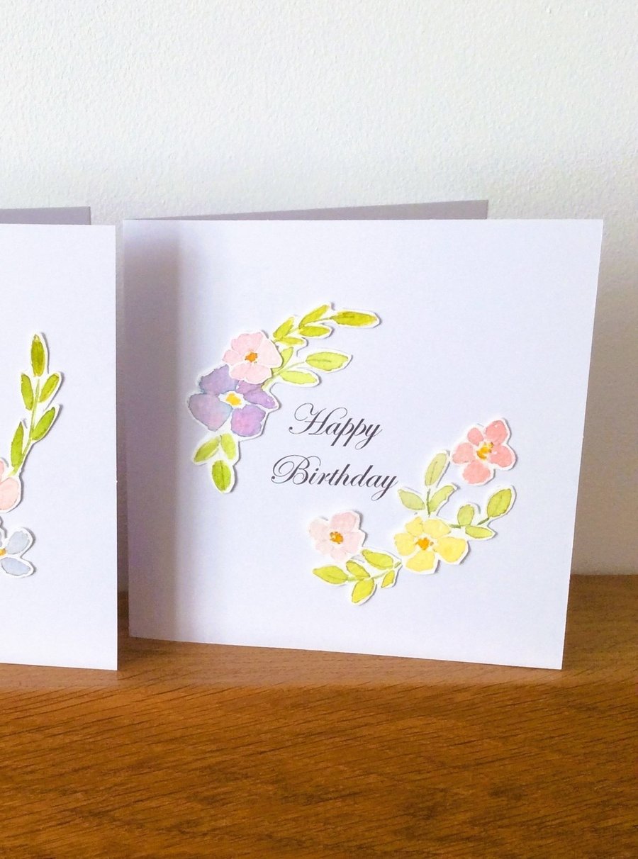 Pink, Purple & Yellow Floral Design Birthday Card