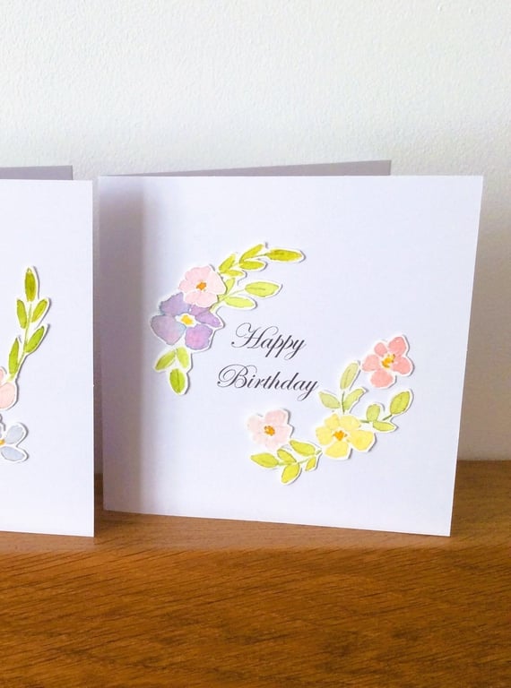Pink, Purple & Yellow Floral Design Birthday Card