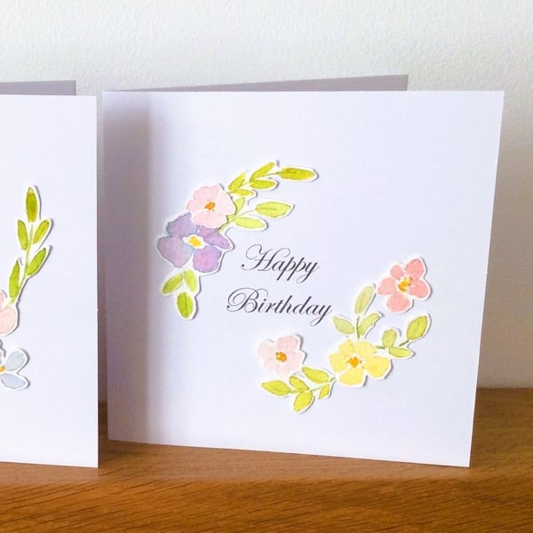 Pink, Purple & Yellow Floral Design Birthday Card