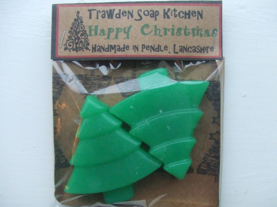 Festive novelty christmas soaps, Christmas tree set of 2, great stocking filler