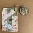 Handmade Bookmark Green Gold Floral Readers Thank You Gift Wood Hanging Ornament