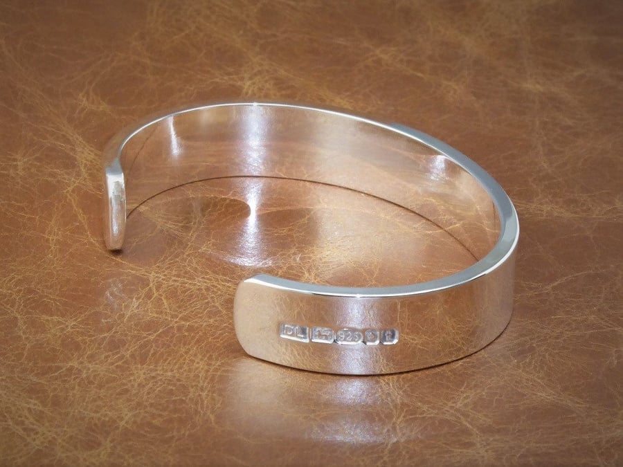 Men's 67 Grams Solid 925 Sterling Silver Extra Heavy, Torque, Bangle, Bracelet, 