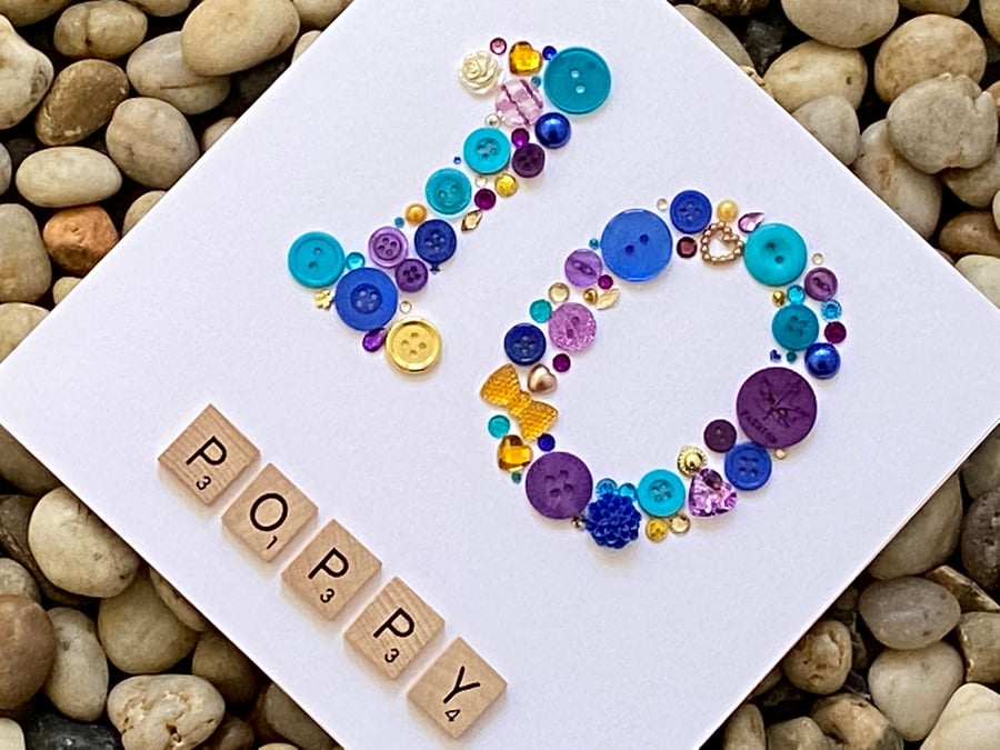 Personalised Handmade 10th Birthday Card