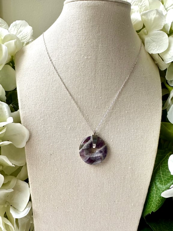 Amethyst Donut Pendant Necklace