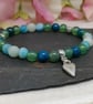 Mala bracelet with 27 blue and green agate and chrysocolla gemstones with hearts - Image 7