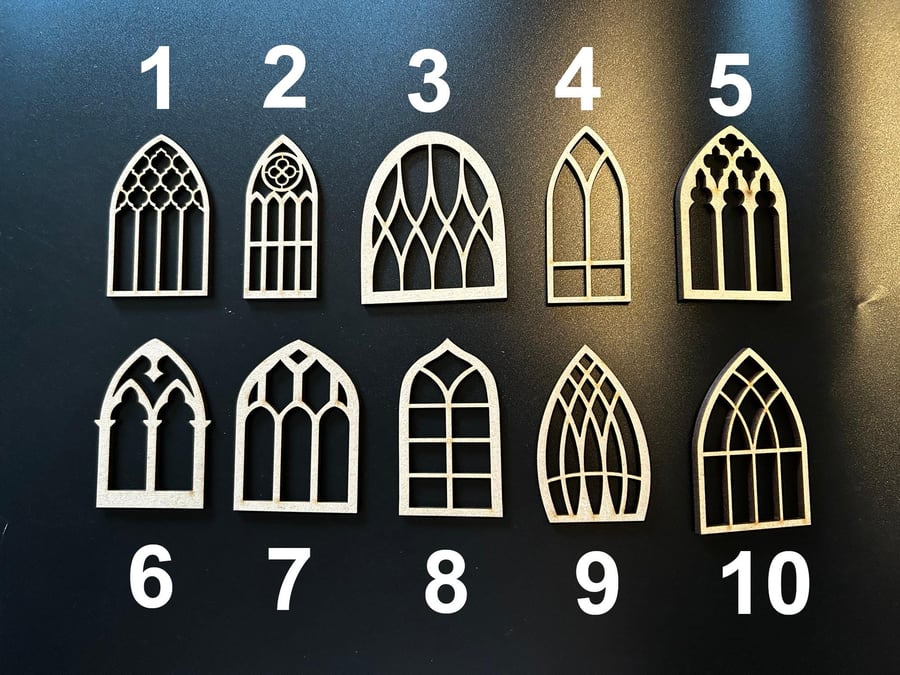 Wooden Fairy Elf Doll House Cathedral Gothic Style Windows Craft Blank MDF Embel