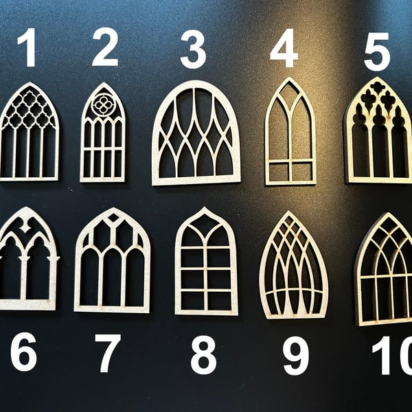 Wooden Fairy Elf Doll House Cathedral Gothic Style Windows Craft Blank MDF Embel
