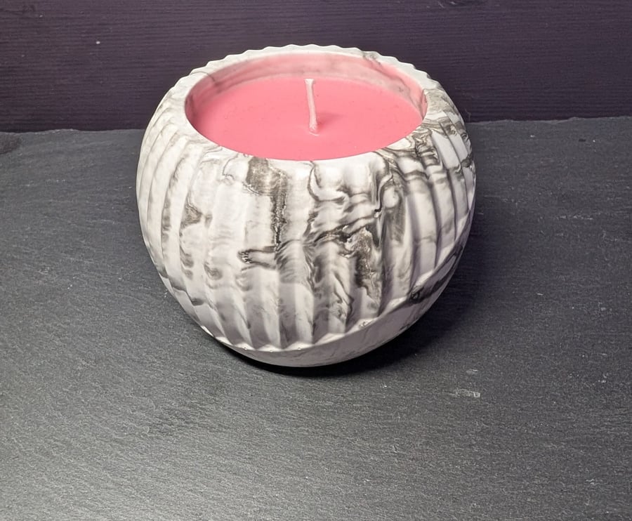 Black & White Marble Effect Jar with Candle