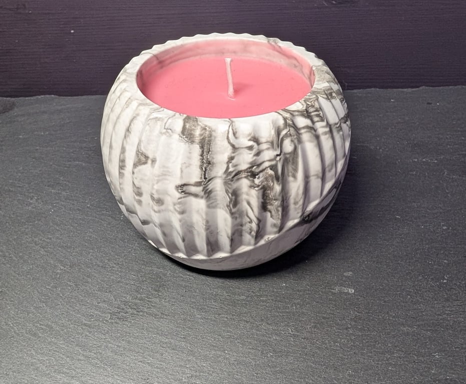Black & White Marble Effect Jar with Candle