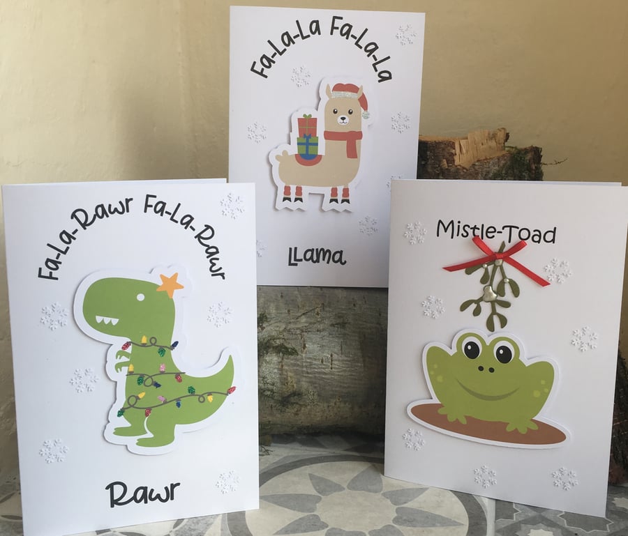 Christmas Pun cards set of 3 Designs Handmade