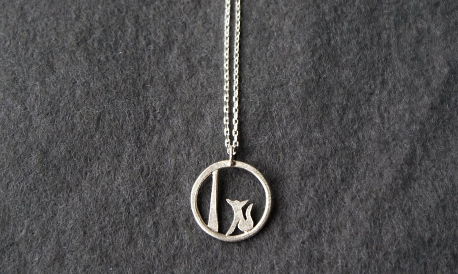 Tiny edge of the woods fox necklace