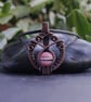 Circular Copper Wire Weave Pendant with Pink Glass - Perfectly Imperfect