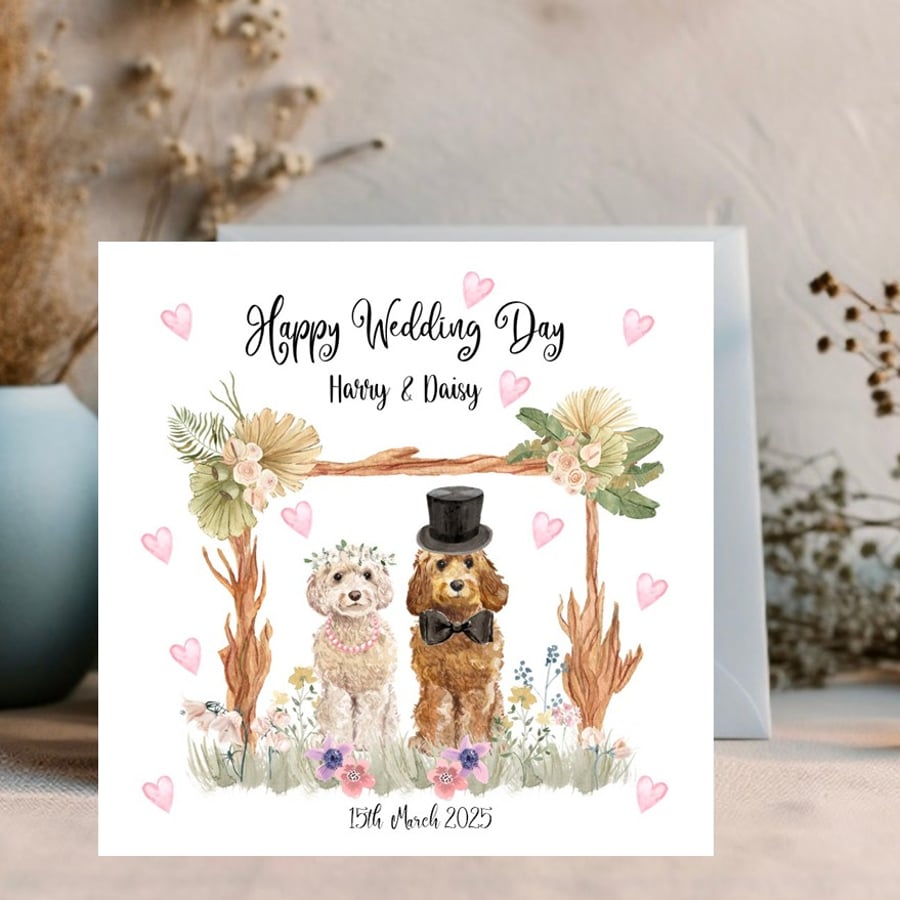 Wedding Day Card personalised for the happy couple