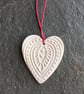 Folk Scandi Heart White Hygge Christmas decoration The Porcelain Menagerie  - Image 1