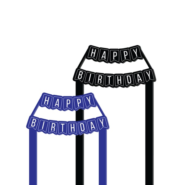 Happy Birthday Banner Acrylic Cake Topper, Reusable Birthday Decorations, Birthd