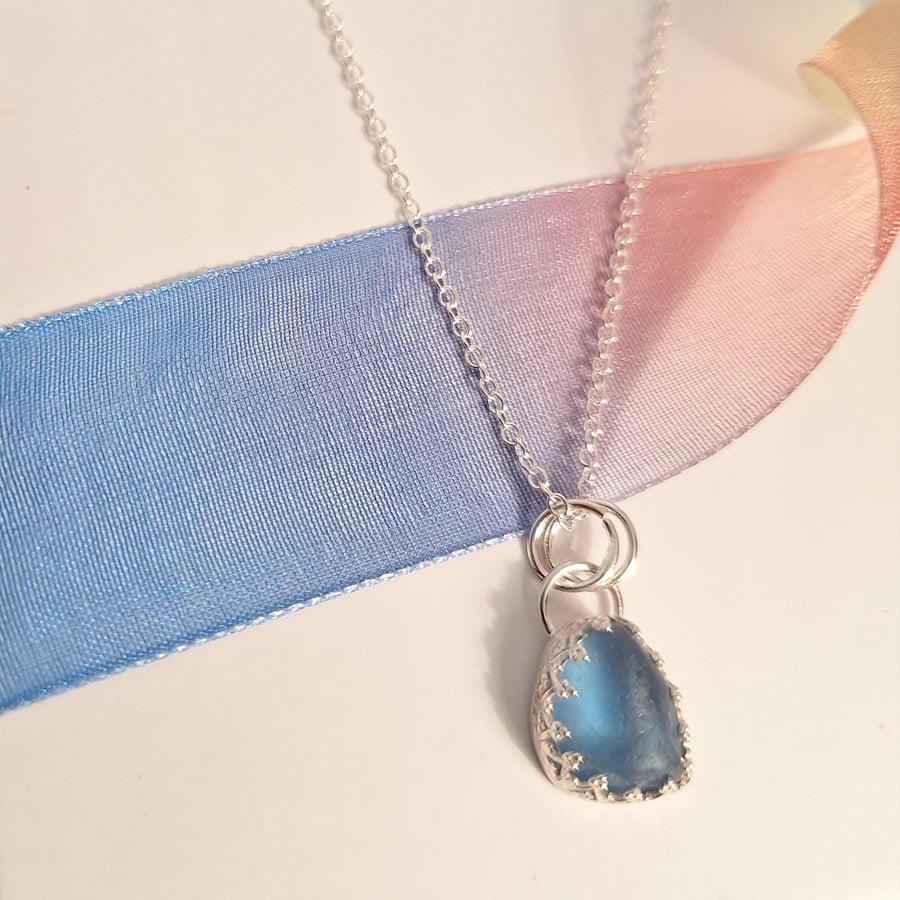 Blue Seaglass Pendant