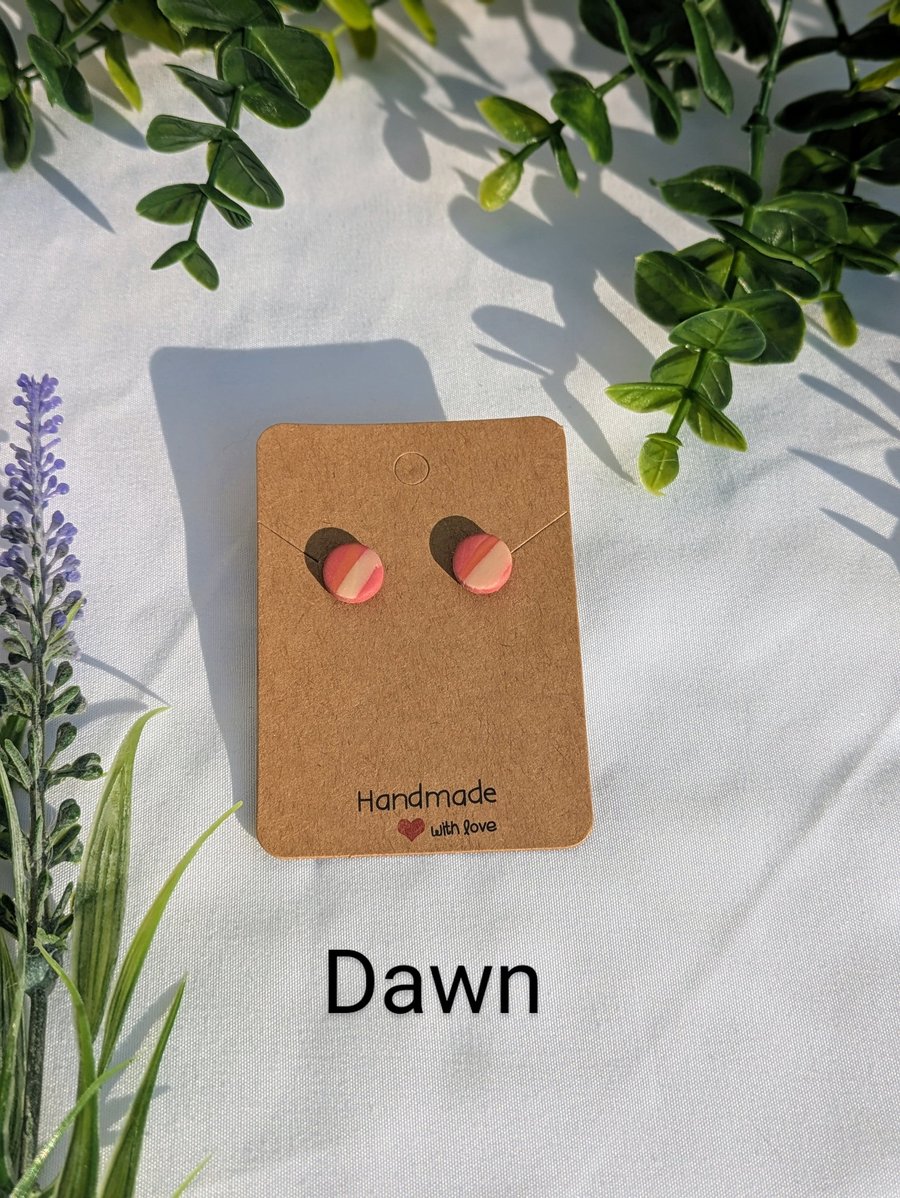 Handmade Polymer Clay Stud Earrings. Summer Dreams theme pretty clay earrings. 