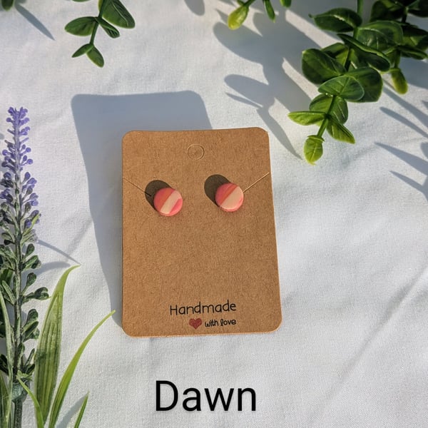 Handmade Polymer Clay Stud Earrings. Summer Dreams theme pretty clay earrings. 