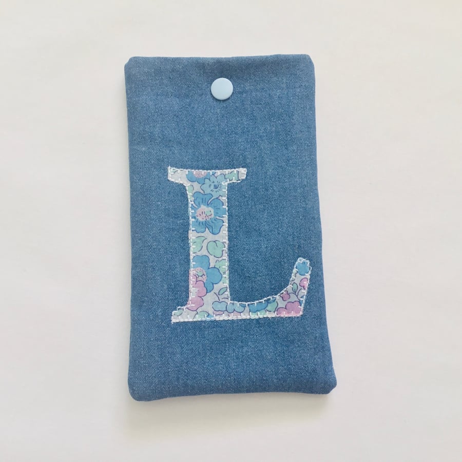 Personalised Denim Glasses Case with Liberty Lining