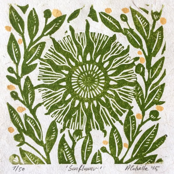 Sunflower Lino Print PRINT SALE