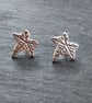 Leaf ear studs in fine silver - Image 2