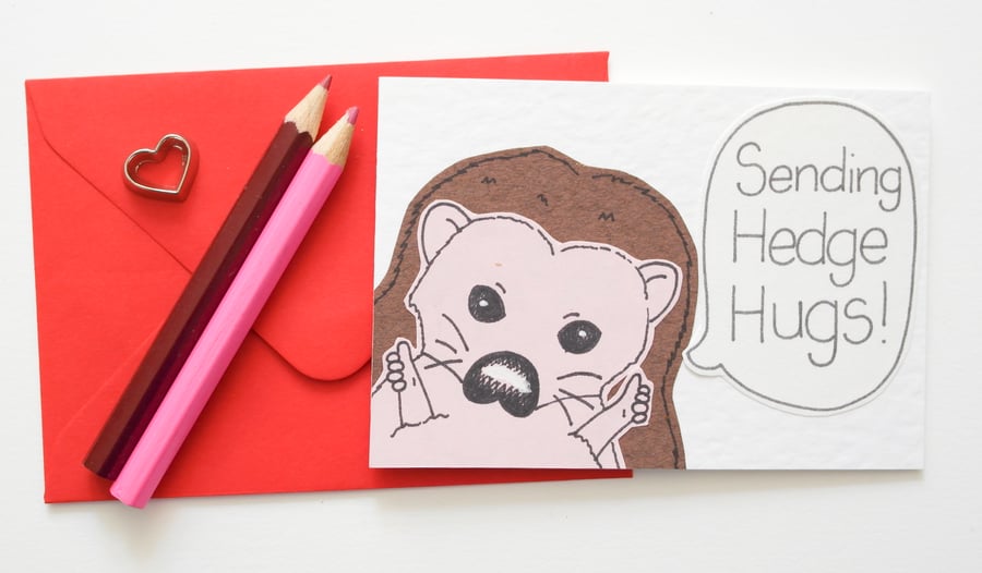 Sending Hedge Hugs Notecards, Pack Of Six Cute Hedgehogs Thinking Of You Cards
