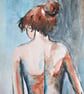 Nude Woman Standing Original Colourful Painting - Image 4