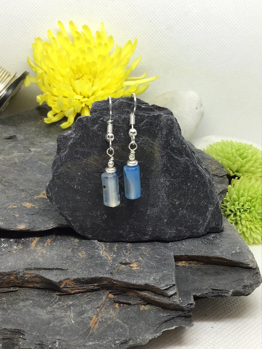 Blue Agate Drop Earrings EE795