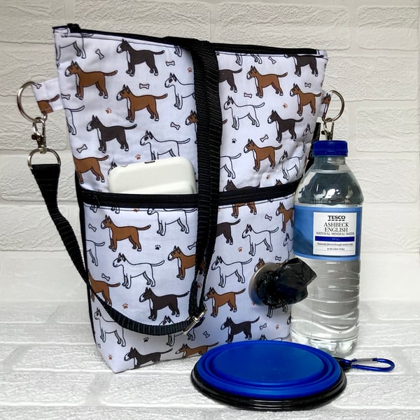 Dog walking bag, crossbody bags, Bull terrier