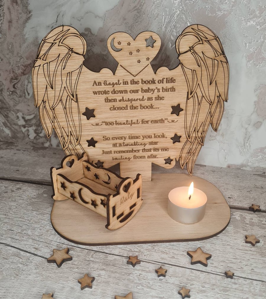 personalised baby memorial candle holder with poem. Stunning rememberance item. 