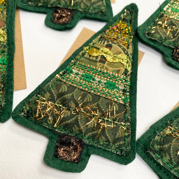 Green and gold seasonal up cycled Christmas tree home decoration. 