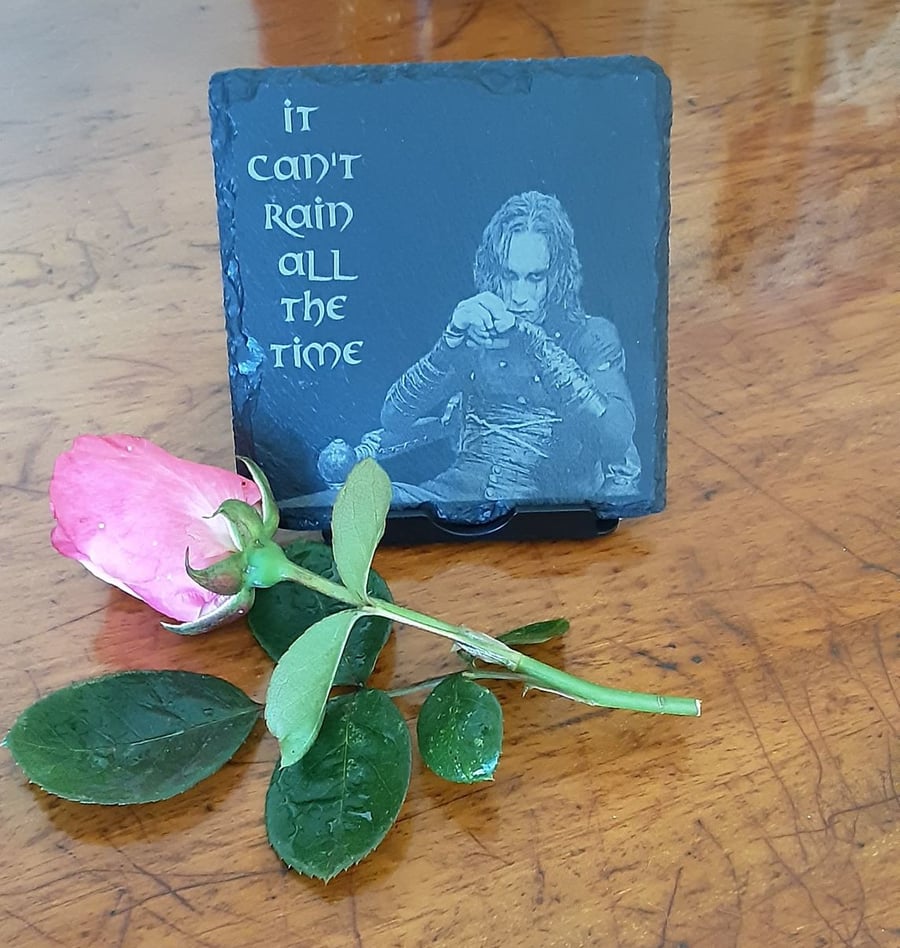 The Crow  -  Brandon Lee  -  Laser Etched Slate Coaster With Quote