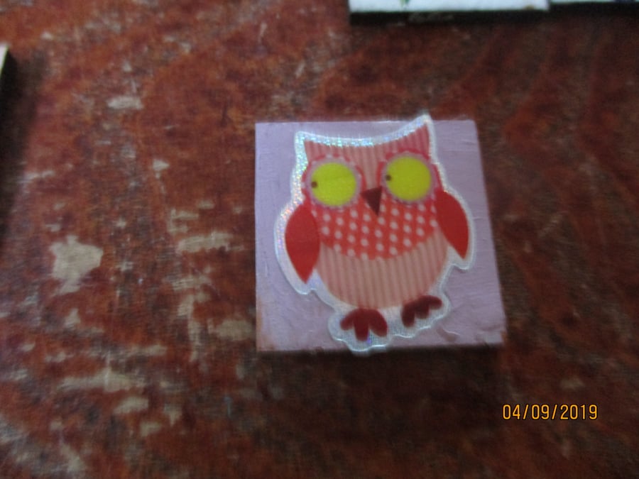 Pink Striped Owl Plaque
