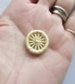 Dorset Buttons, Handmade, Pale Gold Synthetic Thread on Brass Rings, 2cm - Image 4