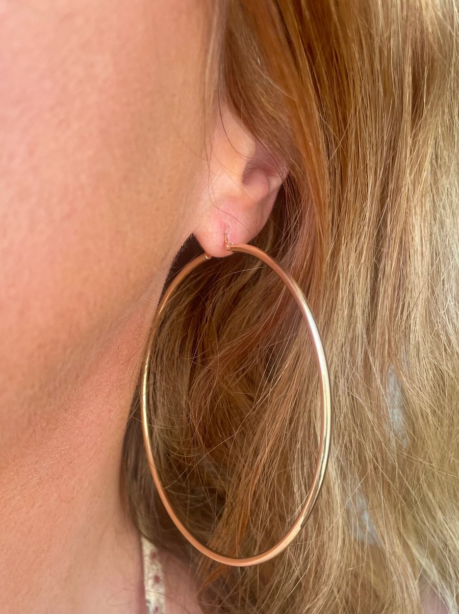 9ct Gold 74mm Hoop Earrings 