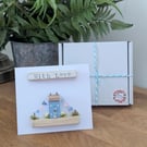 With Love Card With Removable Wooden Cottage Gift