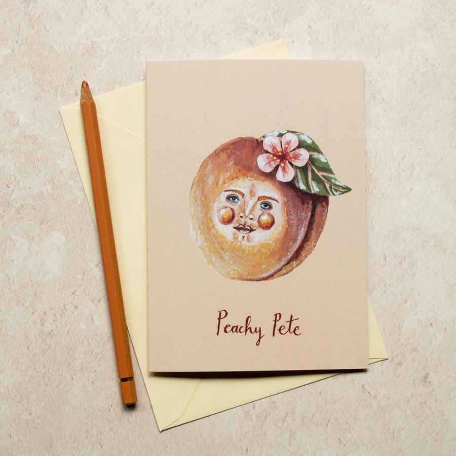 Peachy Pete greeting note card, A6